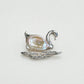 Handmade silver serene swan brooch — S925 sterling silver jewelry product photo