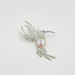 Handmade silver fluttering hummingbird brooch — S925 sterling silver jewelry product photo