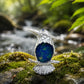 cobalt blue enamel perched kingfisher silver brooch in a nature-inspired styling photo
