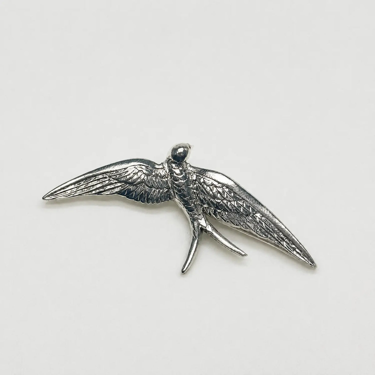 Handmade silver flying swallow brooch — S925 sterling silver jewelry product photo