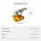 Natural Amber Leopard Brooch Pendant in Sterling Silver