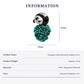 Natural Turquoise Panda Brooch Pendant in Sterling Silver