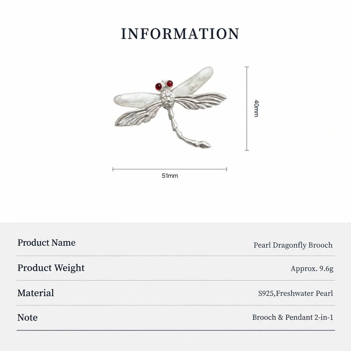 Freshwater Pearl Dragonfly Brooch Pendant