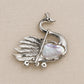Crowned Swan Brooch with Baroque Pearl