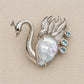 Crowned Swan Brooch with Baroque Pearl