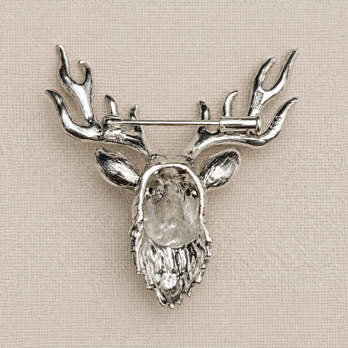 Sterling Silver Deer Head Brooch with Branching Antlers
