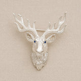 Sterling Silver Deer Head Brooch with Branching Antlers