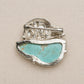 Mother & Calf Hippo Brooch with Turquoise