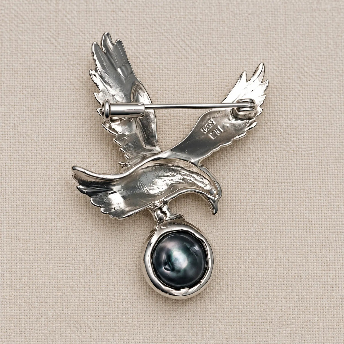 Saltwater Pearl Eagle Brooch in Sterling Silver