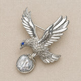 Saltwater Pearl Eagle Brooch in Sterling Silver