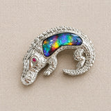Enamel Crocodile Brooch in S925 Sterling Silver