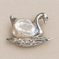 Baroque Pearl Swan Brooch in Sterling Silver