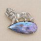 Labradorite Lion Brooch in Sterling Silver