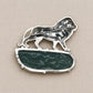 Natural Jadeite Lion Brooch in Sterling Silver