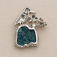 Turquoise Maple Leaf and Bird Brooch in Sterling Silver