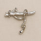 Freshwater Pearl Snake Brooch with Jade Accents