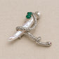 Freshwater Pearl Snake Brooch with Jade Accents
