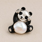 Freshwater Pearl Panda Brooch Pendant in Sterling Silver