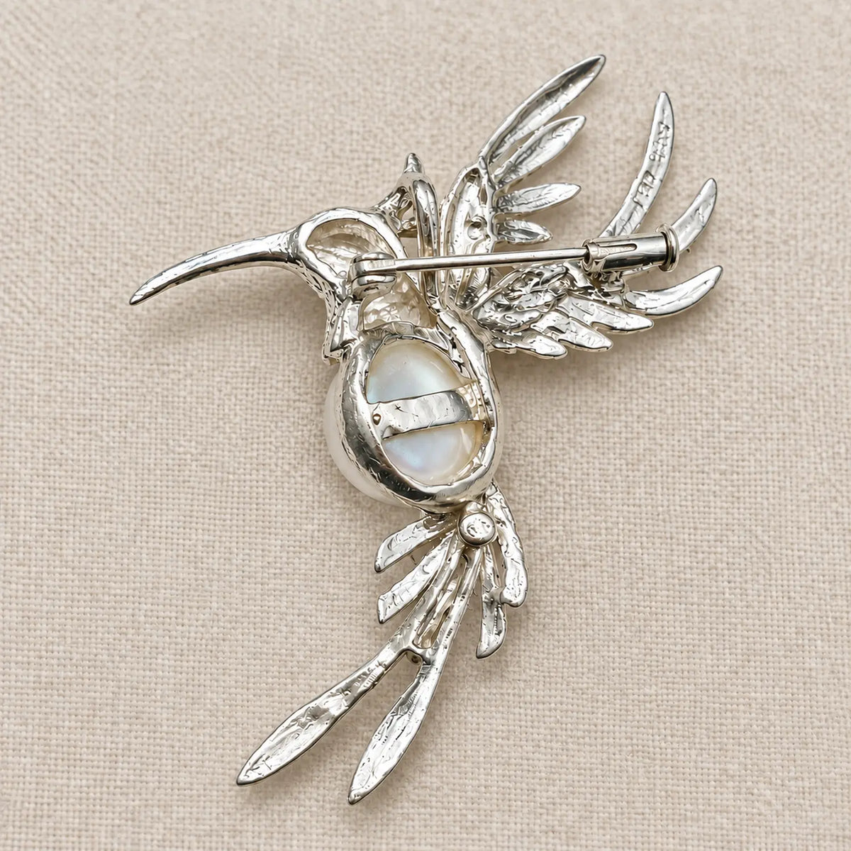 Fluttering Hummingbird Convertible Brooch Pendant with Freshwater Pearl