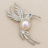 Fluttering Hummingbird Convertible Brooch Pendant with Freshwater Pearl