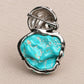 Natural Turquoise Panda Brooch Pendant in Sterling Silver