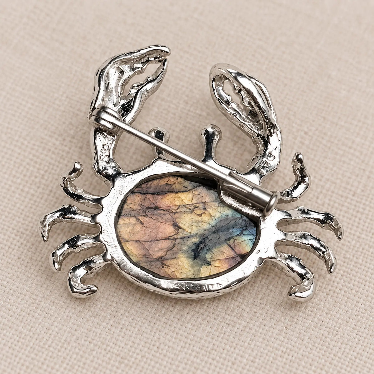 Labradorite Crab Brooch Pendant in Sterling Silver