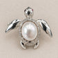 Baroque Pearl Sea Turtle Brooch Pendant in Sterling Silver