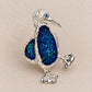 Waddling Penguin Convertible Brooch Pendant with Starry Blue Enamel