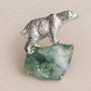 Polar Bear Brooch with Natural Jadeite