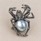 Creeping Spider Convertible Brooch Pendant with Luminous Gray Pearl