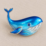 Gliding Whale Brooch with Gradient Blue Enamel