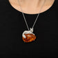Natural Amber Fox Brooch Pendant in Sterling Silver