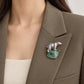 Polar Bear Brooch with Natural Jadeite