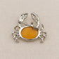 Natural Amber Crab Brooch Pendant in Sterling Silver