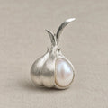 Peeled Garlic Convertible Brooch Pendant with Baroque Pearl Clove