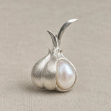 Peeled Garlic Convertible Brooch Pendant with Baroque Pearl Clove