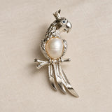 Freshwater Pearl Parrot Brooch Pendant in Sterling Silver