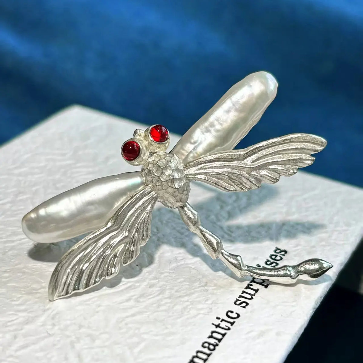 hovering dragonfly silver brooch styling photo — handmade convertible jewelry