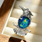 Handmade brooch for women — cobalt blue enamel perched kingfisher silver brooch styling photo