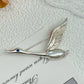 Handmade brooch for women — luminous pearl migrating wild goose silver brooch styling photo