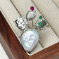Unique baroque pearl blooming cactus brooch for women — artisan styling detail