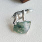 Handmade gemstone brooch with natural jadeite — arctic polar bear detail photo