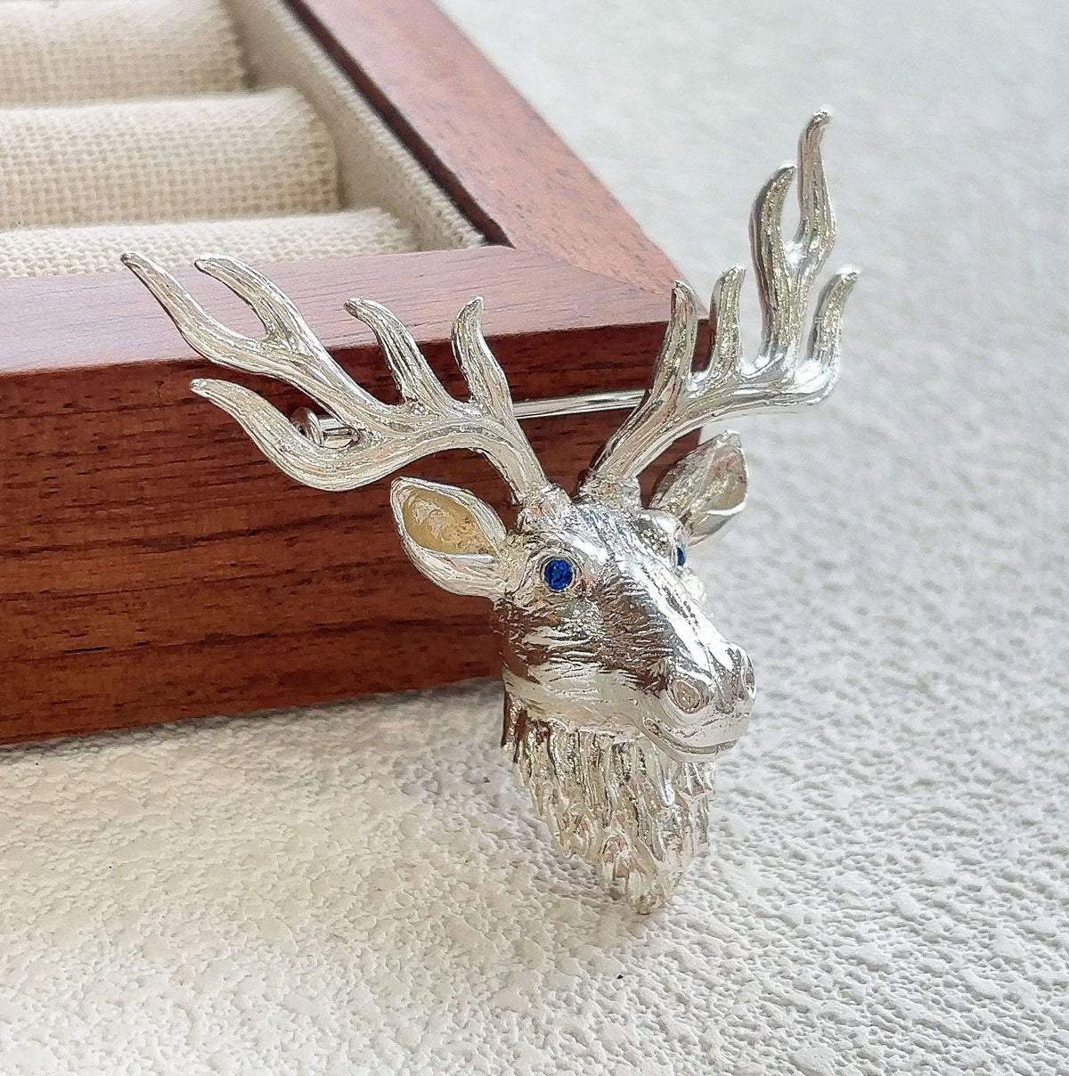 Unique branching antlers majestic stag brooch for women — artisan styling detail