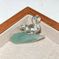 Handmade brooch for women — natural green jadeite gathering squirrel silver brooch styling photo