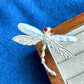 Handmade freshwater pearl wings hovering dragonfly brooch for women — wearable silver jewelry detail