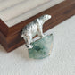 Handmade brooch for women — natural jadeite arctic polar bear silver brooch styling photo