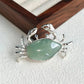 Unique natural jadeite spread-claw crab brooch for women — artisan styling detail