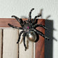 Handmade brooch for women — black pearl web-spinning spider silver brooch styling photo