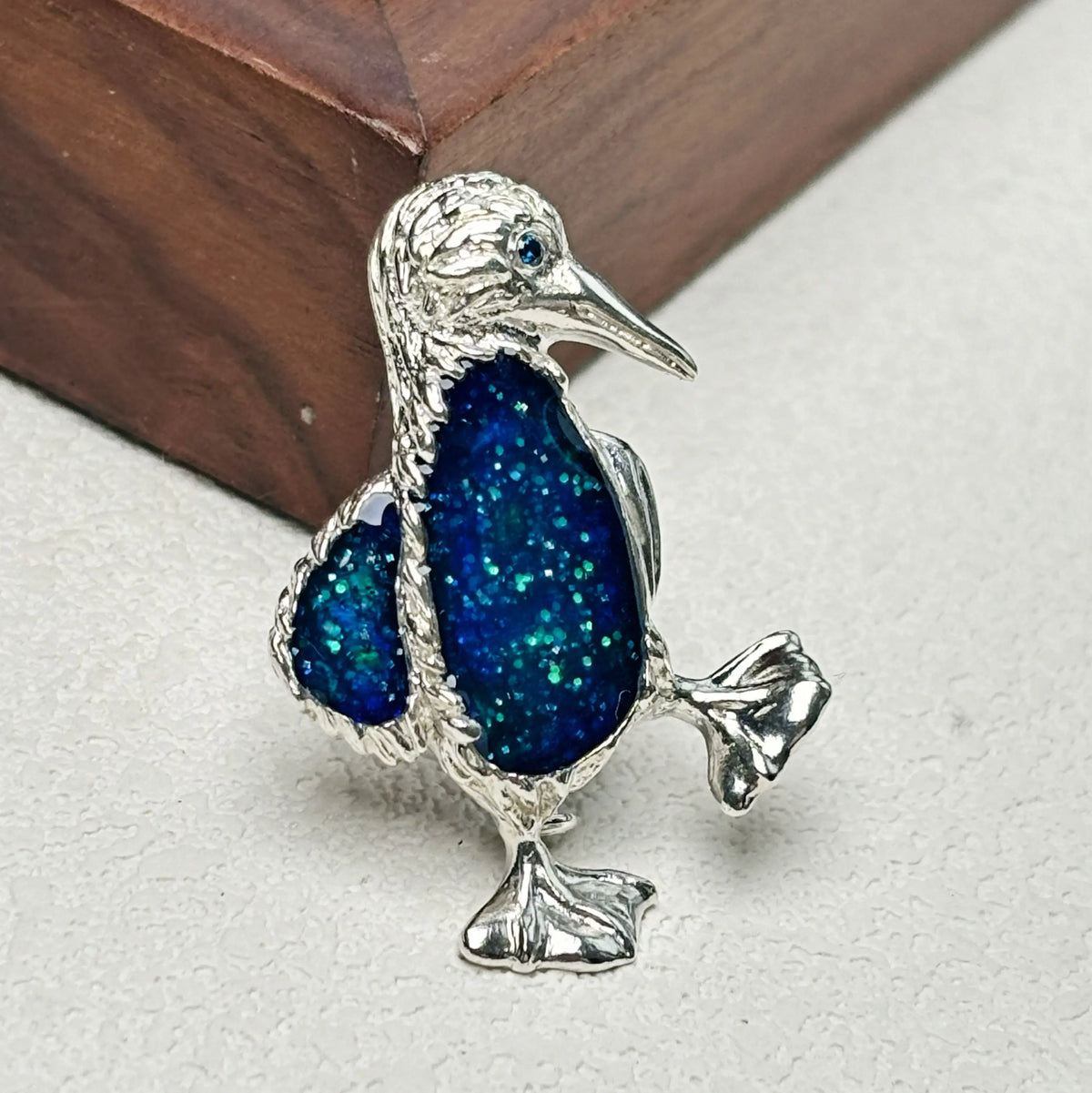 2-in-1 waddling penguin brooch and necklace pendant in S925 sterling silver