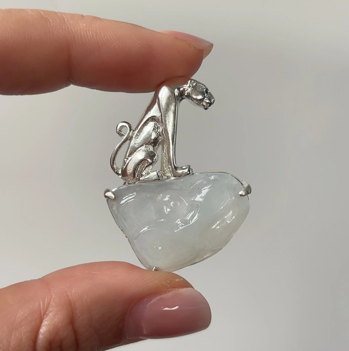 Artisan silver regal leopard brooch — handmade jewelry product image